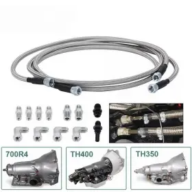 Ly0008 Autopartszone-lc Fit For Th350 700r4 Th400 Ss Braided Transmission Cooler Hoses Lines 52 Inch Length