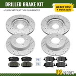 Front Rear Drilled Disc Rotors Ceramic Brake Pads Kia Soul Forte Elantra Gt New. Price: $130.81.