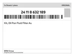 Genuine Bmw Kit, Oil Pan Fluid Filter Au 24-11-8-632-189 New. Price: $231.22.